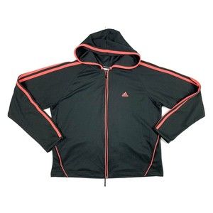 Adidas Womens M Full Zip Long Sleeve Hoodie Activewear Jacket Black Three Strips